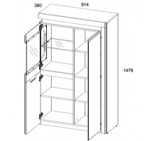 Шкаф с витриной Torino 1V2D P  Шкаф с витриной Torino 1V2D P