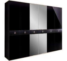 Шестистворчатый шкаф для одежды с зеркалом Rimini Solo РМШ1/6 (s) (черный)